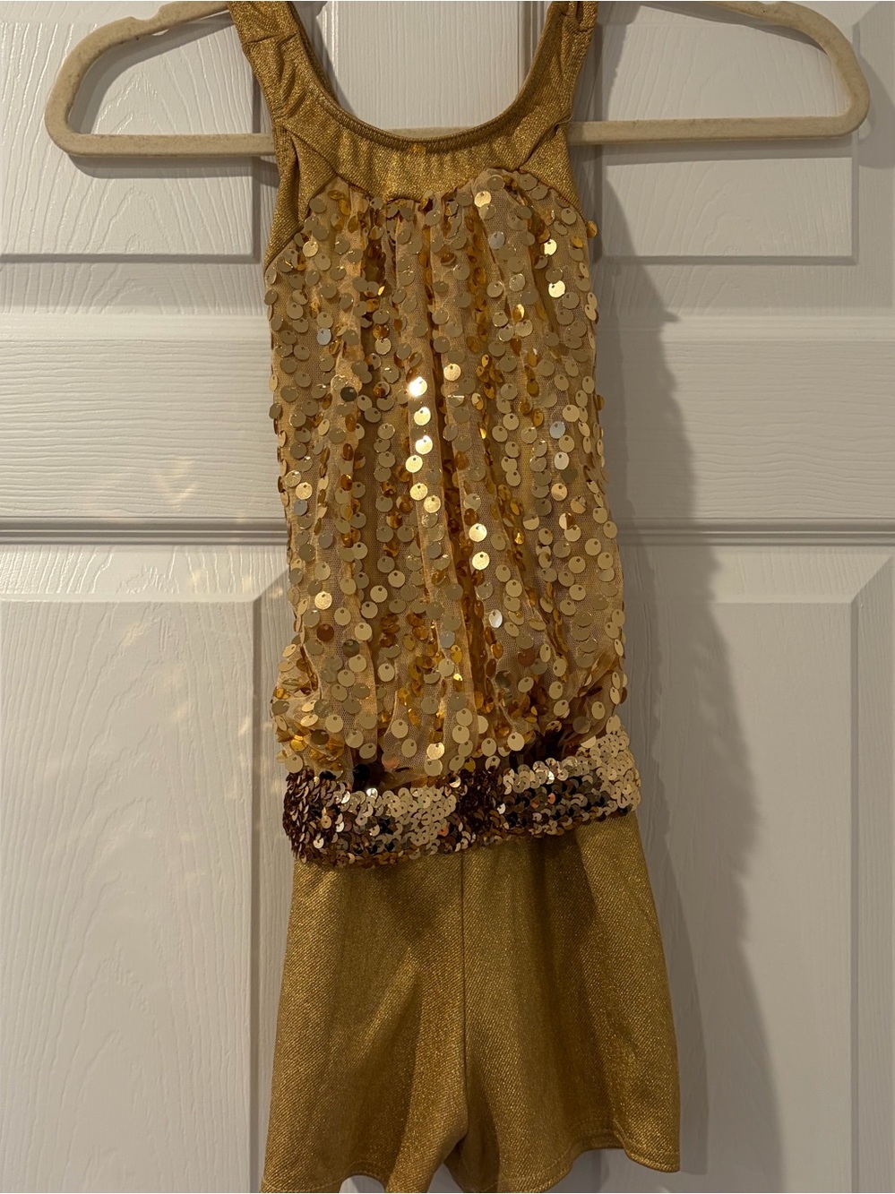 Gold Sequin Biketard Dance Costume